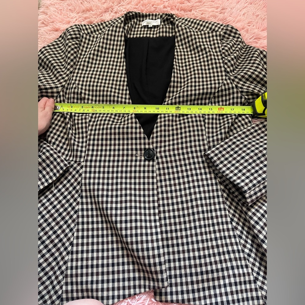 Waverly Grey Women’s XL Black White Gingham One Button Blazer Made in USA - Picture 3 of 4